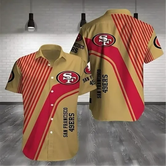 San Francisco Football Classic Stripes Hawaiian, Gift For Fans, Gift For Friends