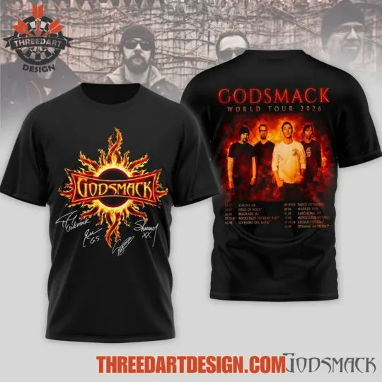 Discover Godsmack World Tour 2026 3D T-Shirt