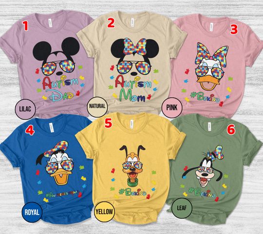 Discover Personalized Mickey And Friends Disney Autism Awareness Shirt, Puzzle Disney Sunglasses Group, Disney Family Vacation, Disney Trip SKTH03