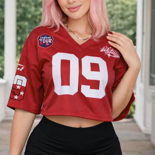 Benito Bowl LIX Crop Baseball Jersey Womens Game Day Crop Top, Super Bowl Style Shirt, Breathable Bird-Eye Fabric