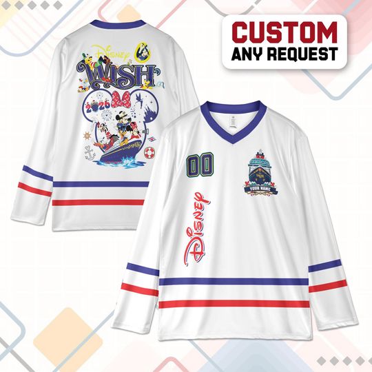 Discover Personalized Disney Cruise Mickey And Friends Hockey Jersey, Custom Disney Shirt, Disney Hockey Team Outfit, Gift For Fans