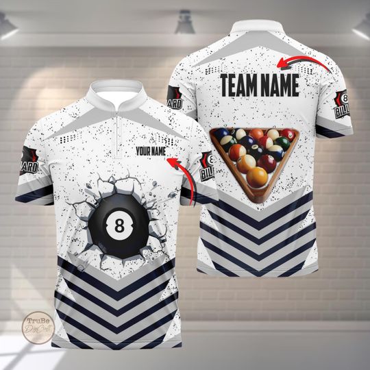 Discover Personalized Name Billiard Jersey, Custom Team Billiard Uniform, Eight Ball Billiard Jersey, Matching Team Shirt, Billiard Lovers Gifts