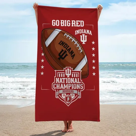 Discover Indiana 1Hoosier Football 2025 National Champions Beach Towel Fan Gift