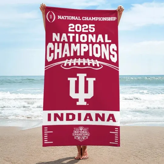 Discover Indiana 1Hoosier  Football 2025 National Champions Beach Towel Gift For Fan