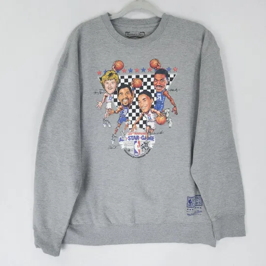 Mitchell Ness NBA 1985 All Star Game Sweatshirt Mens XL Gray Crew Neck Sweater