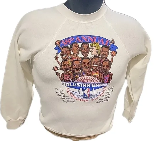 NBA All Star Game Sweatshirt Kids Boys Medium Basketball Sweater Vintage 80s