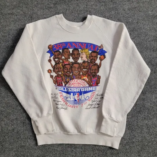 Vintage 1988 NBA All-Star Game Sweatshirt Crewneck Michael Jordan Larry Bird