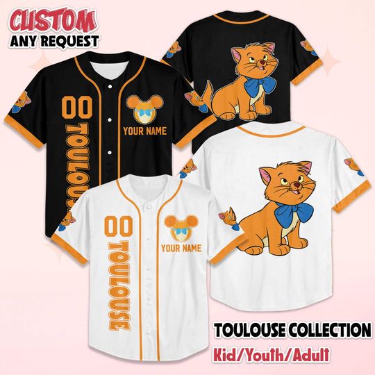 Discover Custom Toulouse Baseball Jersey, Disney The Aristocats Jersey, Gift For Fans, Matching Family Shirt