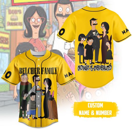 Discover BB Cartoon Family Baseball Jersey, Funny Belcher Family Shirt, Custom Name Number Shirt, Mother Day Gift, Gift for Dad
