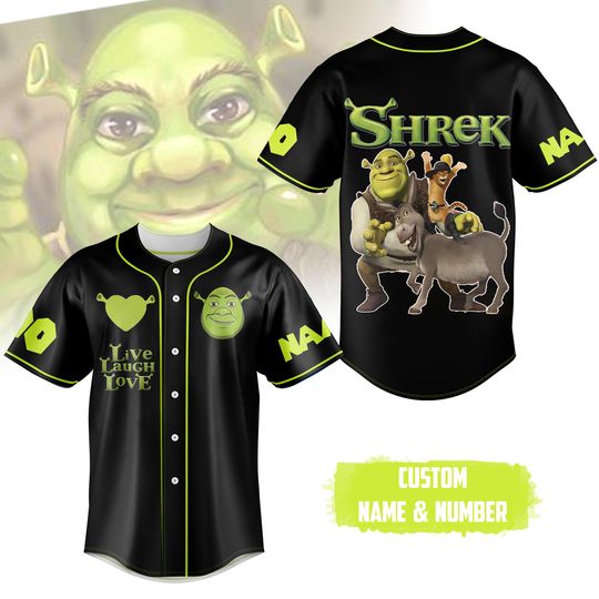 Discover Sh-rek Baseball Jersey, Cartoon Jersey Shirt, Green Monster Outfit, Personalized Baseball Shirt