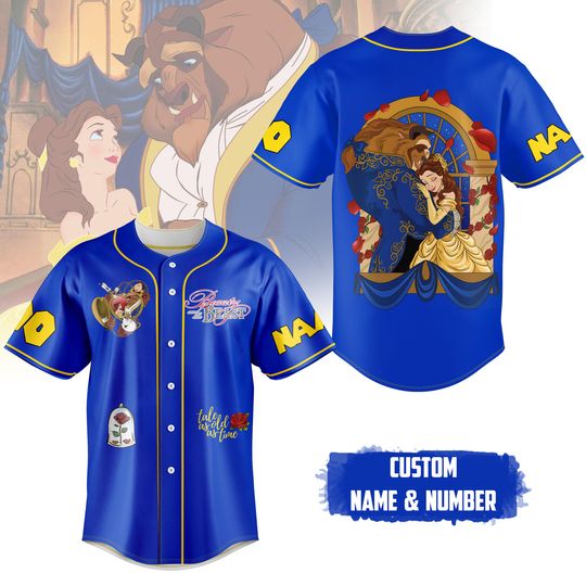Beauty and Beast Baseball Jersey, Tale As Old As Time Shirt, Dis-ney Princess Shirt, Custom Name & Number Shirt, Valentines Day Gift