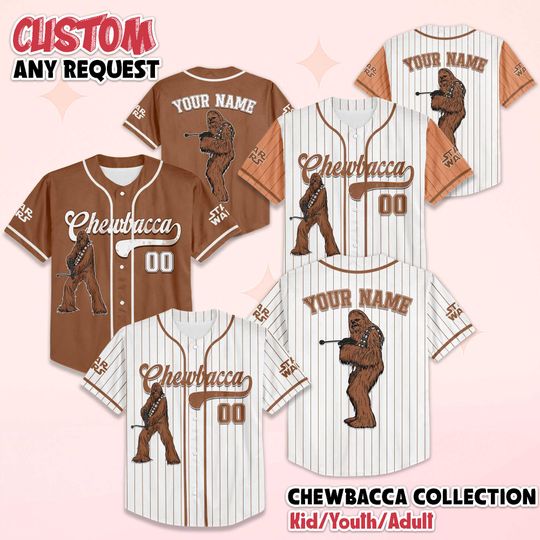 Personalized Chewbacca Baseball Jersey, Custom Star Wars Galaxys Edge Jersey, Gift For Dad, Shirt For Men