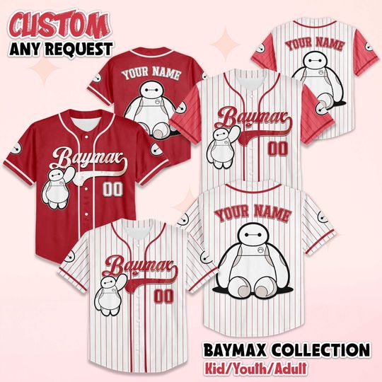 Personalized Baymax Baseball Jersey, Disney Big Hero 6 Baseball Shirt, Matching Disney Trip Outfit, Birthday Gift