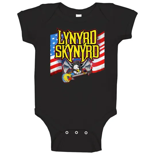 Lynyrd Skynyrd Eagle USA Flag Baby Onesie