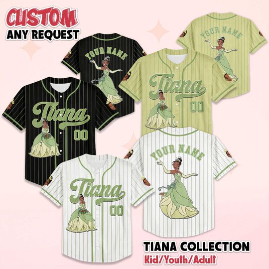 Discover Personalized Tiana Collection Baseball Jersey, Disney Princess and the Frog Shirt, Disneyland Baseball Outfit
