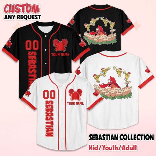Custom Sebastian Baseball Jersey,  The Little Mermaid Baseball Shirt, Birthday Gift, Baseball Team Shirt
