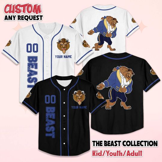 Discover Personalized The Beast Baseball Jersey, Disney Beauty and the Beast Jersey Shirt, Magic Kingdom Outfit, Disney Family Gift