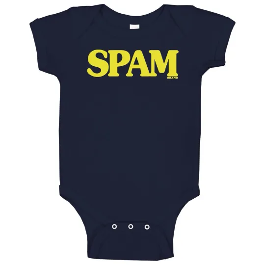 Discover Spam Logo Vintage Label Worn Look Baby Onesie