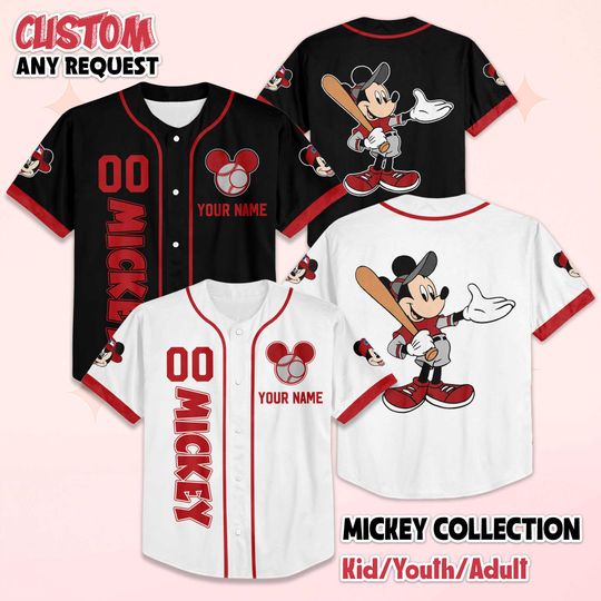 Discover Personalized Mickey Mouse Baseball Jersey, Disney Mickey and Friends Jersey, Disneyland Baseball Team Matching Outfit, Birthday Gift