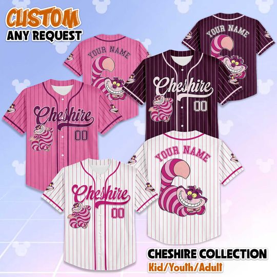 Discover Personalized Cheshire Cat Baseball Jersey, Alice in Wonderland Outfit