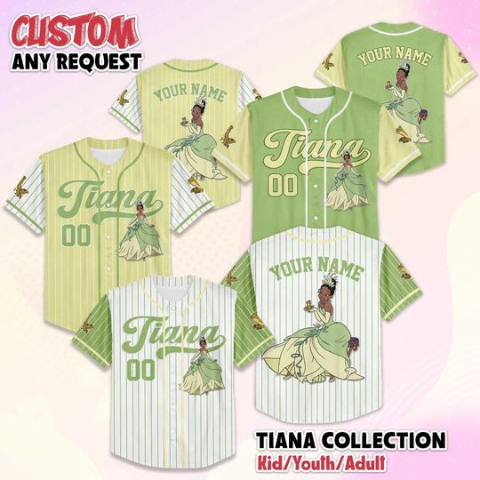 Discover Personalized Tiana Baseball Jersey, Disney Princess and the Frog Shirt, Disneyland Baseball Outfit