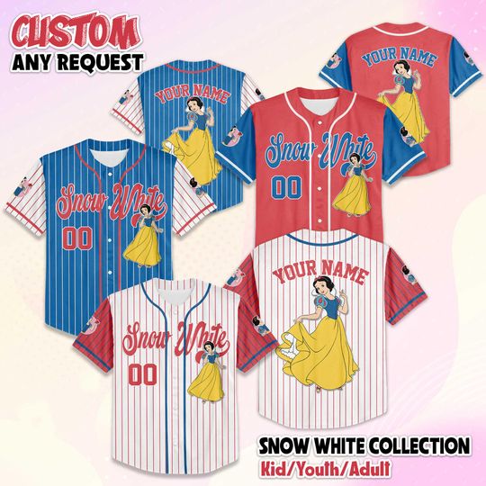 Discover Personalized Snow White Baseball Jersey, Disney Snow White Jersey, Disney Princess Baseball Team Outfit, Gift for Fans