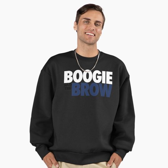Discover Boogie And The Brow (White/Black/Blue) Premium Oversized Sweatshirt