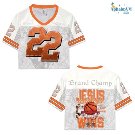 Discover Jesus Always Wins Jersey Crop Top, Christian Sports Jersey, Faith Graphic Baseball Jersey