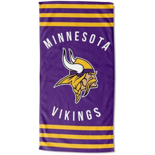 Discover Minnesota Vikings Stripes Beach Towel 30"x60"