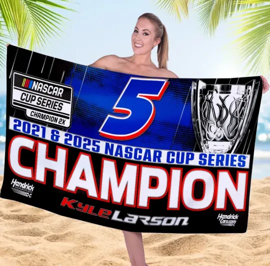 Discover Kyle Lars-On 2025 Nascar Cup Series Champion Rectangle Beach Towel