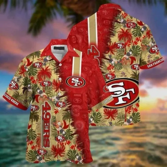 Discover San Francisco Football Tropical Leaves Hawaiian, Gift For Fans, Gift For Friends