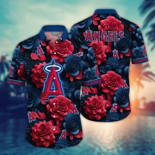 Discover Los Angeles Baseball Midnight Rose Hawaiian, Gift For Fans, Gift For Friends