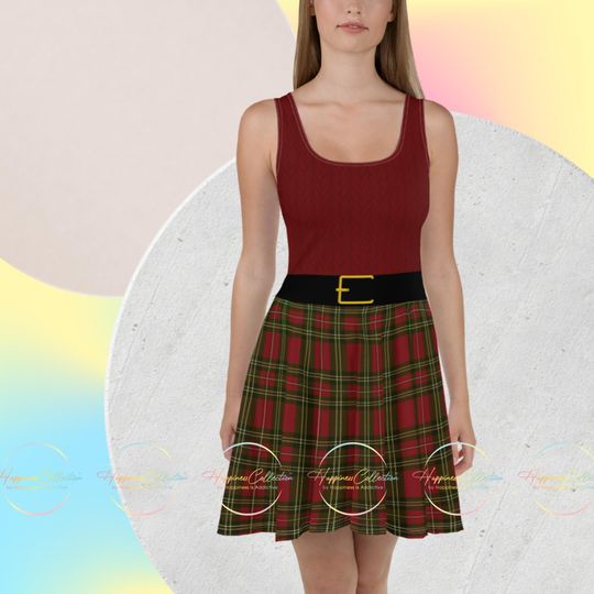 Discover Holiday Plaid Skater Dress  Festive Christmas Disneybound Sleeveless Outfit