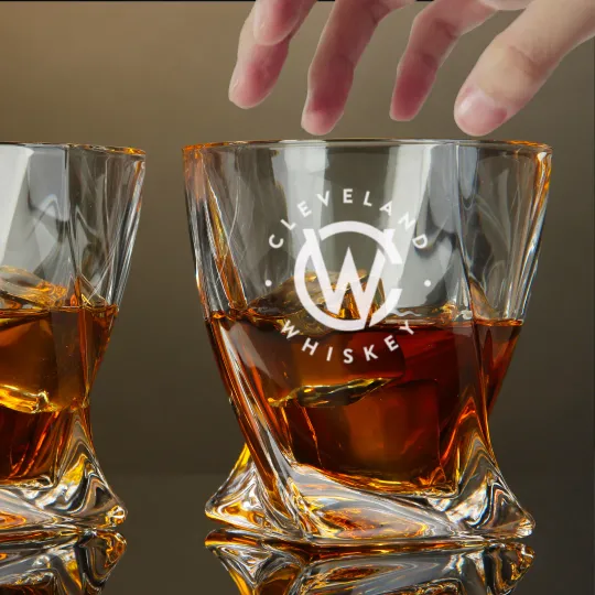Engraved Cleveland Whiskey Glass – Twisted Rocks Glass