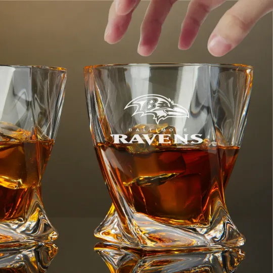 Engraved Baltimore Ravens Whiskey Glass – Twisted Rocks Glass