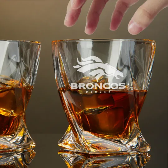 Engraved Denver Broncos Whiskey Glass – Twisted Rocks Glass