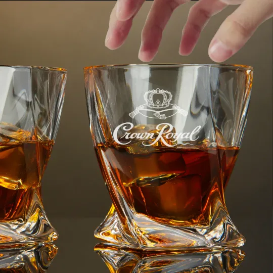 Discover Engraved Crown Royal Whiskey Glass – Twisted Rocks Glass