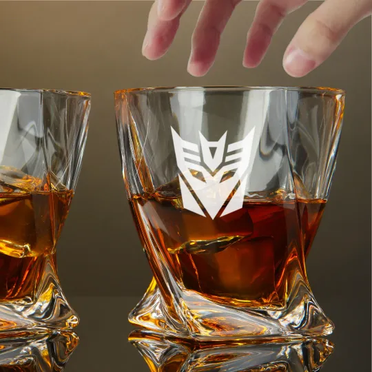 Engraved Transformers Decepticon Whiskey Glass  – Twisted Rocks Glass
