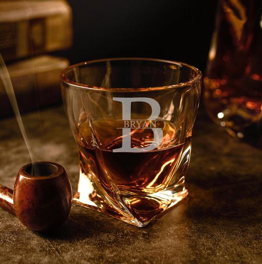 Discover Twisted Whiskey Glass: Personalized Bourbon Glass, Groomsmen Gift