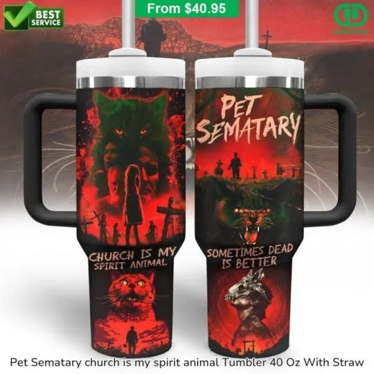 Discover 40 oz Tumbler with Handle - Pet Sematary Church Is My Spirit Animal