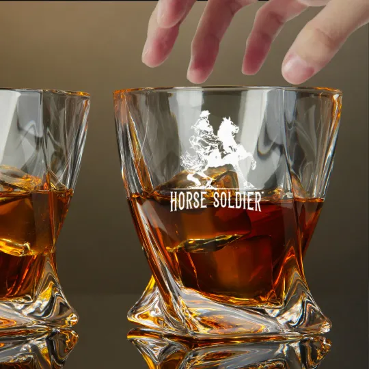 Discover Engraved Horse Soldier Whiskey Glass - Twisted Whiskey Glasses