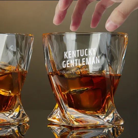 Discover Engraved Kentucky Gentleman Whiskey Glass - Twisted Whiskey Glasses