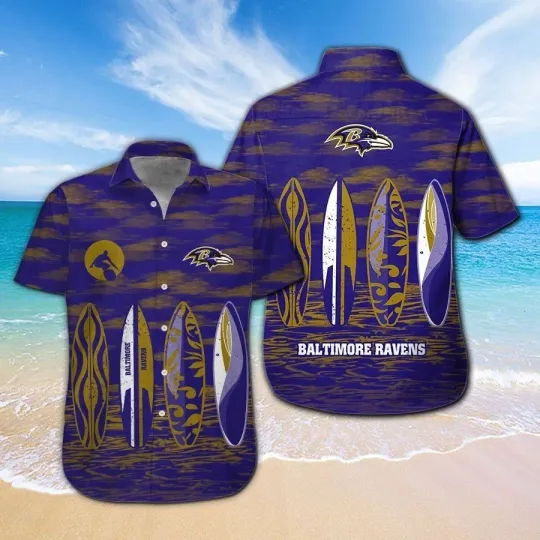 Discover Baltimore Football Short Sleeve Button Up Tropical Hawaiian Shirt V3