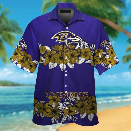Discover Baltimore Football Short Sleeve Button Up Tropical Hawaiian Shirt V1