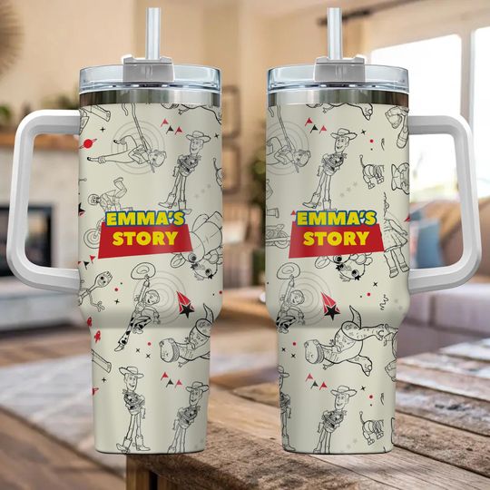 Discover Custom Disney Toy Story Tumbler 40OZ, Disney Characters 40oz Tumbler, Handle Stainless Steel Reusable Vacuum Quencher Tumbler