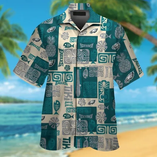 Discover Philadelphia Football Short Sleeve Button Up Tropical Hawaiian Shirt VER014