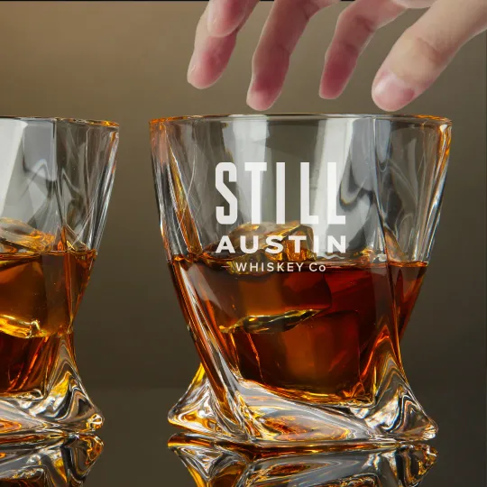 Discover Engraved Still Austin Whiskey Glass - Twisted Whiskey Glasses