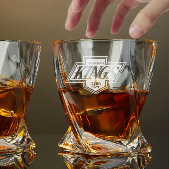 Engraved Los Angeles Kings Whiskey Glass - Twisted Whiskey Glasses