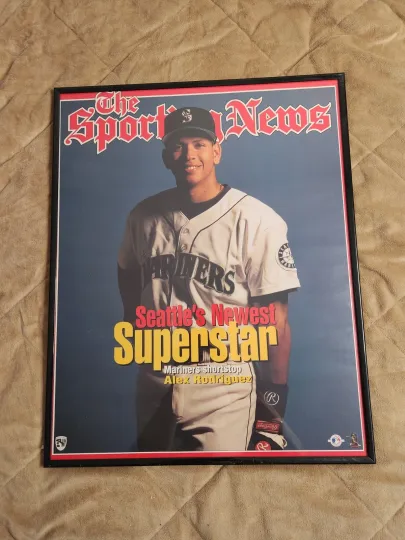 Discover Vintage 90s Alex Rodriguez Seattle Mariners Framed Poster The Sporting News RARE