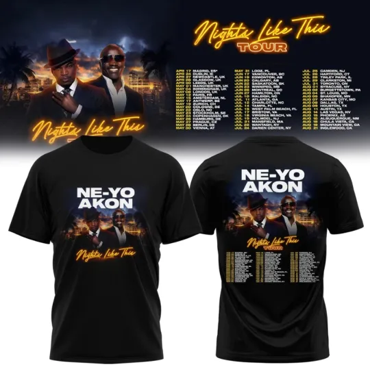 Discover NE-YO & AKON “Nights Like This” Tour 2026 Graphic T-Shirt